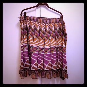 Purple multi colored pleated skirt